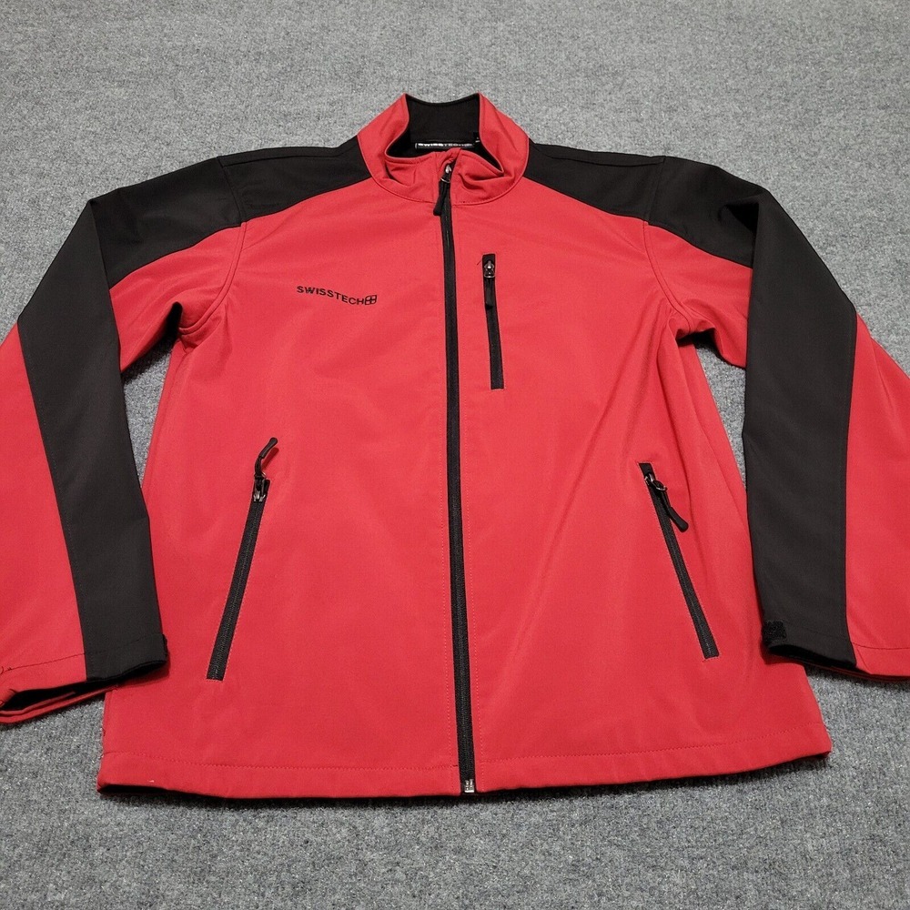 Swiss‎ Tech Softshell Jacket Men's M (38-40) Red Coat Full Zip